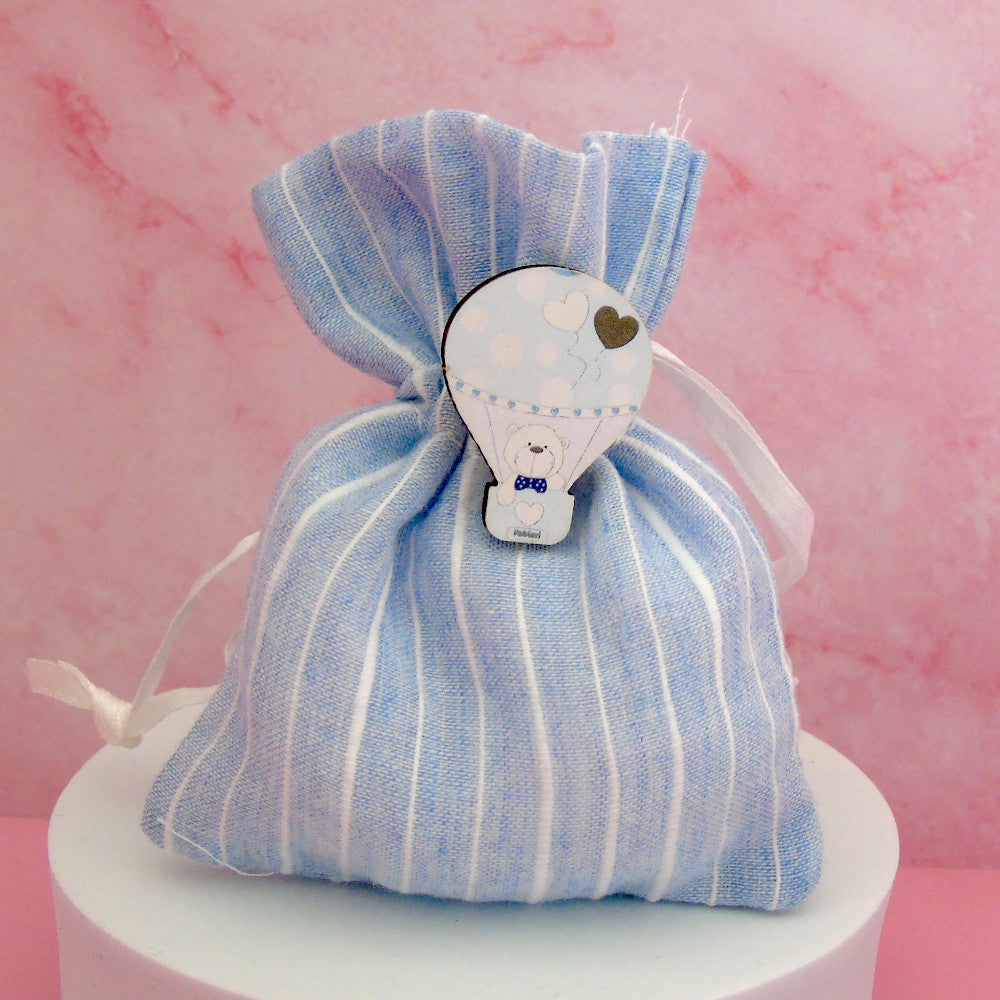 Sacchettino Confetti Segnaposto Bomboniera Nascita Battesimo - Mongolfiera