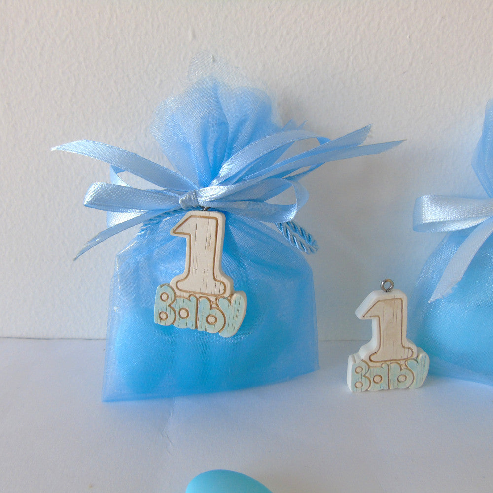 Sacchettino Bomboniera Segnaposto Confetti Primo Compleanno - Celeste