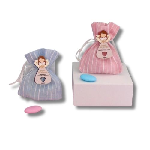 Sacchettino Confetti Segnaposto Bomboniera Nascita e Battesimo - Angelo del Neonato