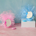 Sacchettino Confetti Segnaposto Bomboniera Nascita Battesimo Orsetto Luna- Rete