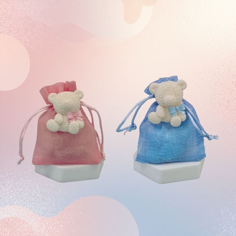 Sacchettino Bomboniera Nascita Battesimo - Orsetto Teddy - Vendita Online