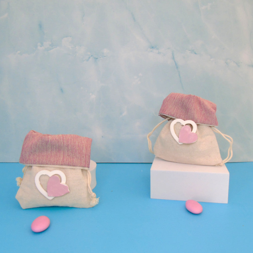 BOMBONIERA SACCHETTI NASCITA BATTESIMO PORTA CONFETTI - CUORE