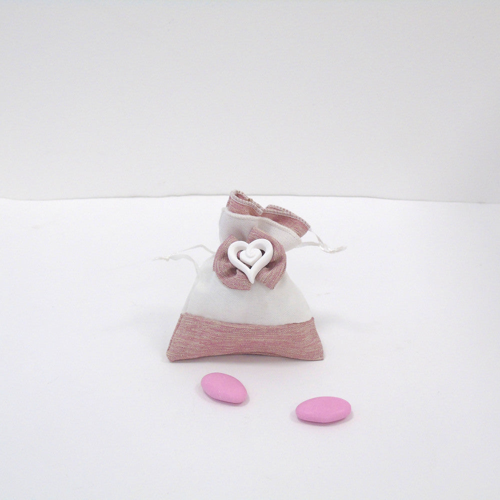 BOMBONIERA SACCHETTI NASCITA BATTESIMO PORTA CONFETTI - CUORE