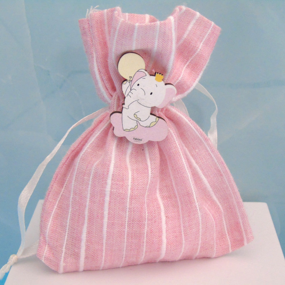 SACCHETTINO CONFETTI SEGNAPOSTO BOMBONIERA NASCITA BATTESIMO - ELEFANTE