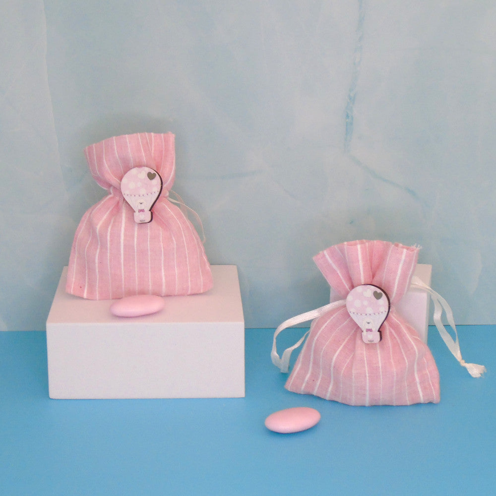 Sacchettino Confetti Segnaposto Bomboniera Nascita Battesimo - Mongolfiera