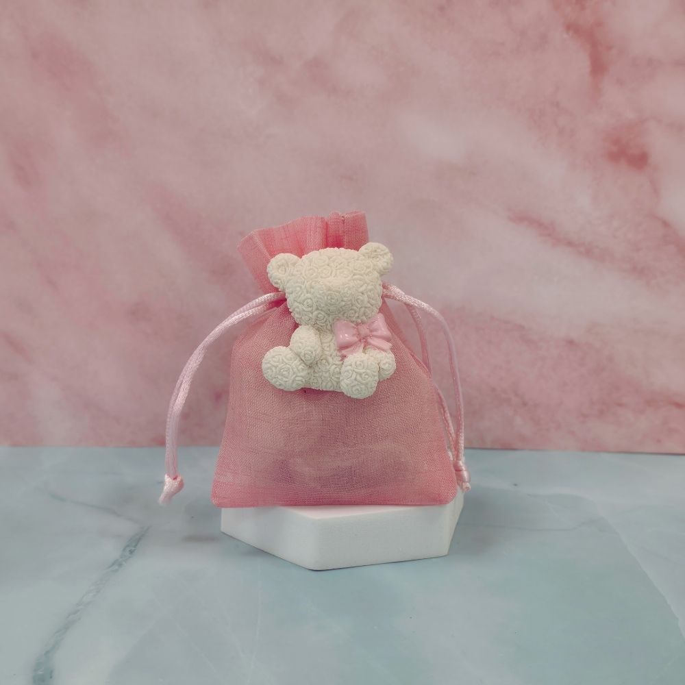 Sacchettino Bomboniera Nascita Battesimo - Orsetto Teddy - Vendita Online