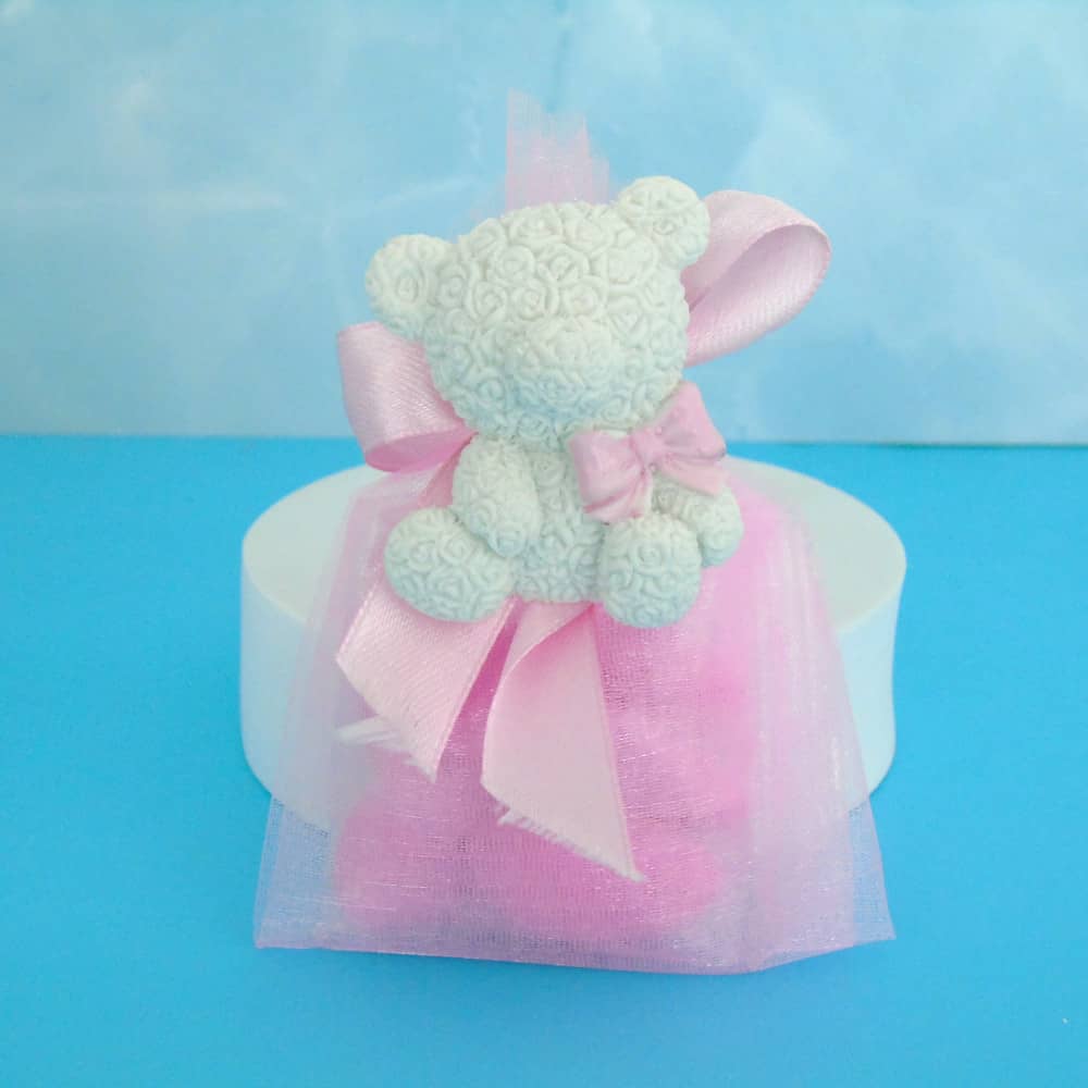 SACCHETTINO CONFETTI SEGNAPOSTO BOMBONIERA NASCITA BATTESIMO - ORSETTO TEDDY