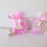 Sacchettino Bomboniera Segnaposto Confetti Primo Compleanno - Rosa