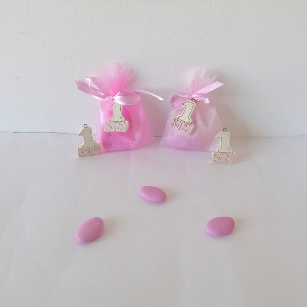 Sacchettino Bomboniera Segnaposto Confetti Primo Compleanno - Rosa