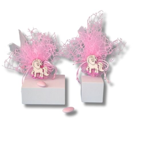 Sacchettino Confetti Segnaposto Bomboniera Nascita Battesimo - Unicorno