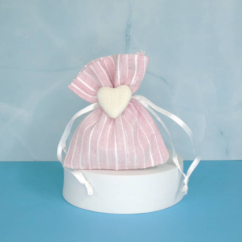 Sacchettino Bomboniera Nascita Battesimo Segnaposto Cuore