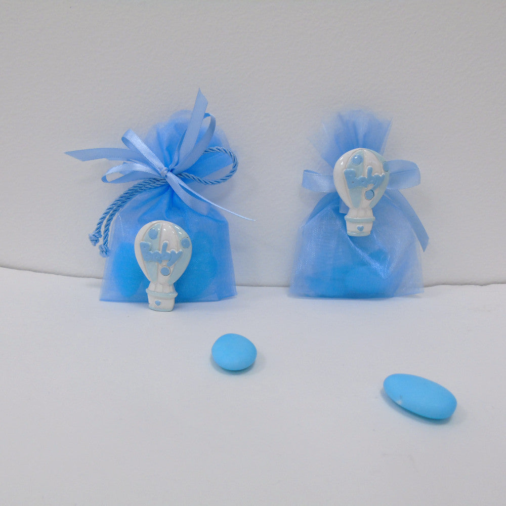 sacchettino segnaposto con confetti mongolfiera