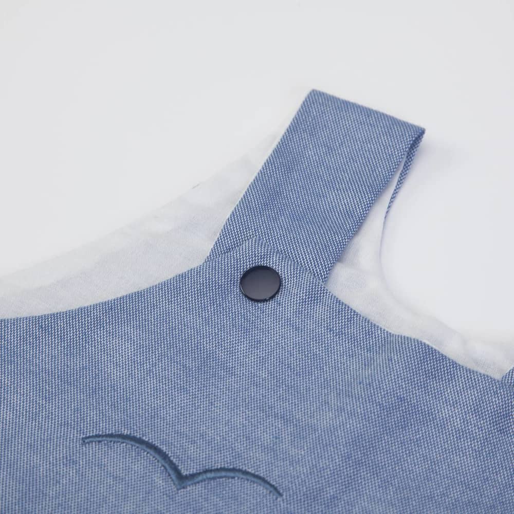 PAGLIACCETTO SALOPETTE MEZZA MANICA IN JEANS "MARE" - Particolare Clips