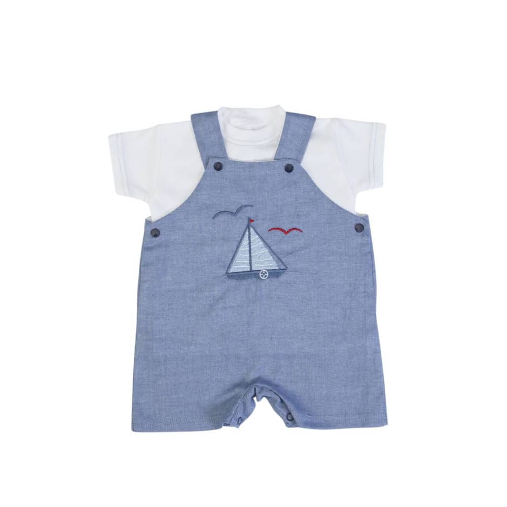 PAGLIACCETTO SALOPETTE MEZZA MANICA IN JEANS "MARE"