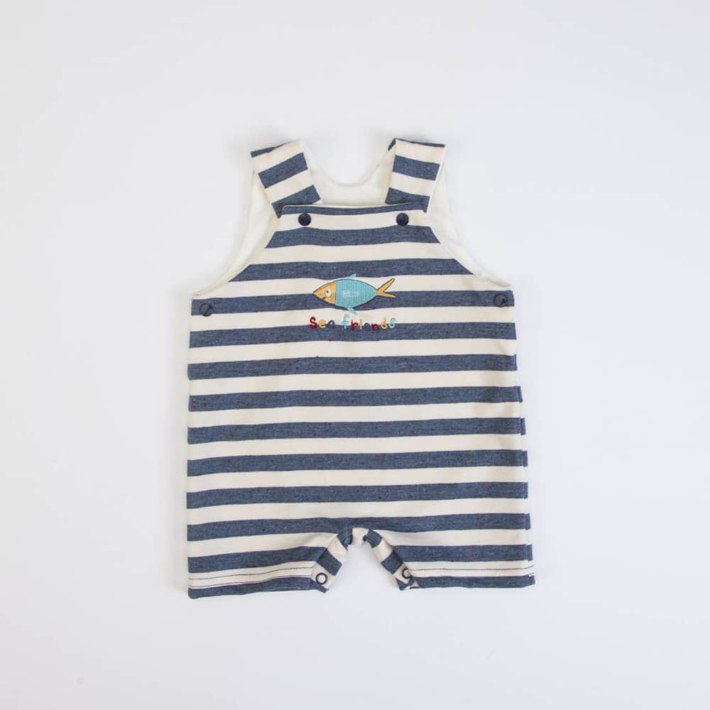 PAGLIACCETTO SALOPETTE MEZZA MANICA A RIGHE "PESCIOLINI" - salopette