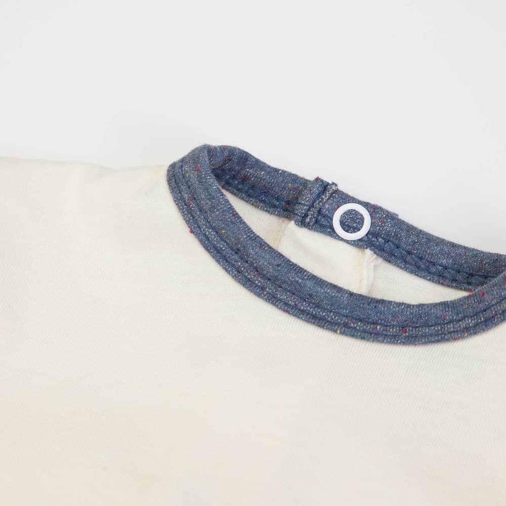 PAGLIACCETTO SALOPETTE MEZZA MANICA A RIGHE "PESCIOLINI" - scollatura