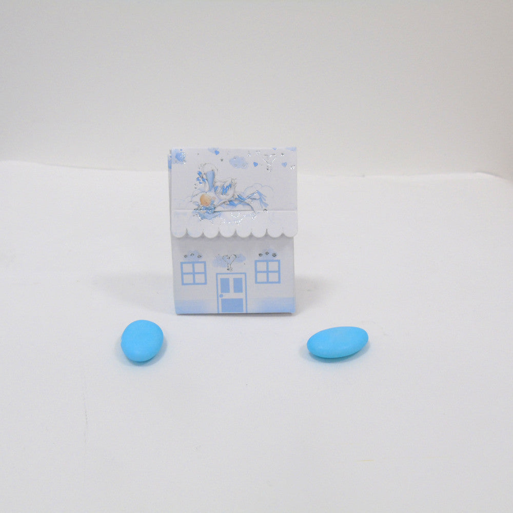 Confettata Nascita Battesimo Scatolina porta confetti Casetta - celeste