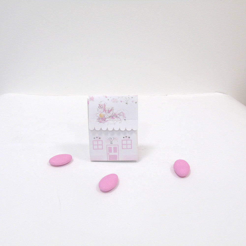 Confettata Nascita Battesimo Scatolina porta confetti Casetta - rosa