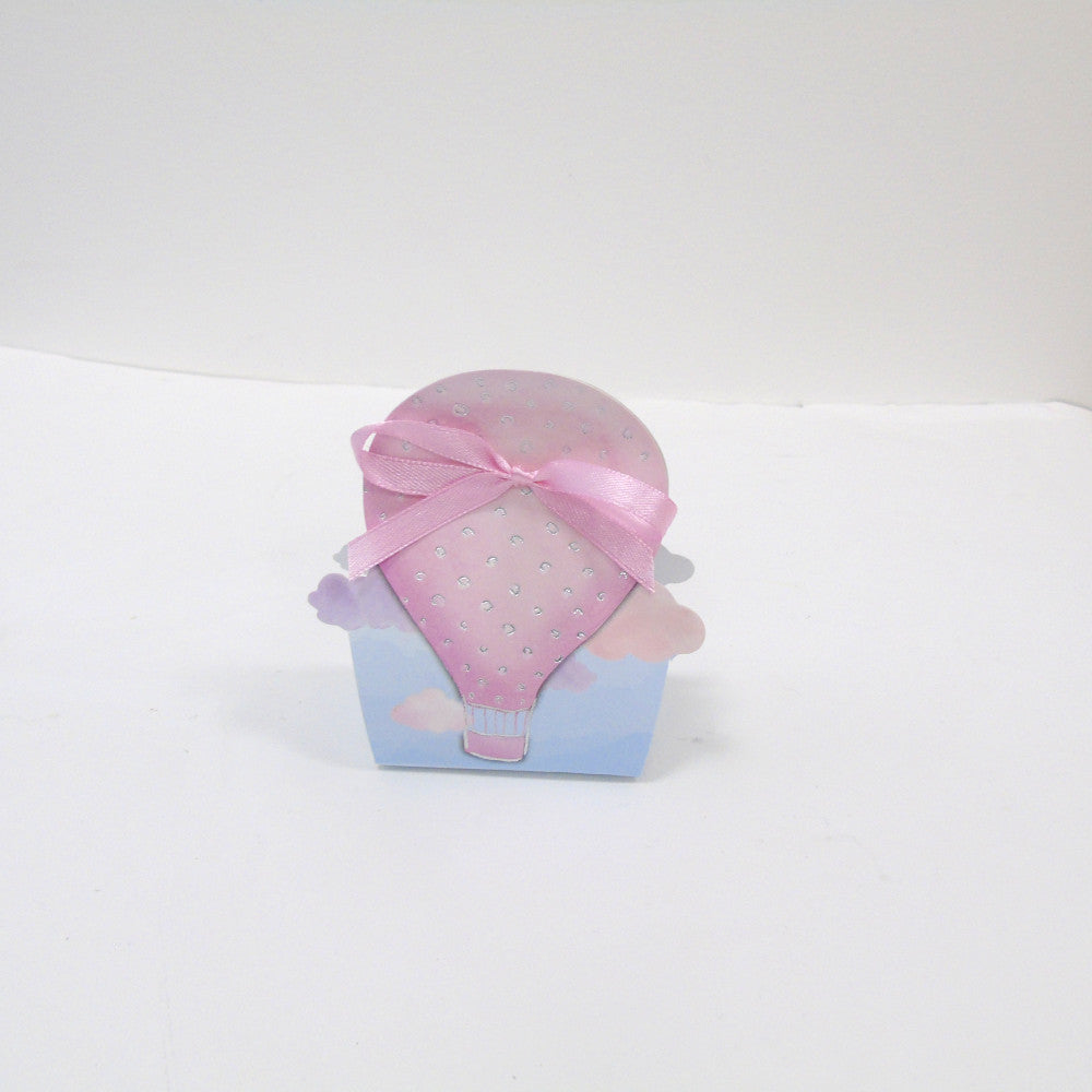 Confettata Nascita Battesimo Scatolina porta confetti Mongolfiera - Rosa