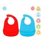 Set 2 Bavaglini Impermeabile con Tasca Rosso Azzurro - 100% Silicone Alimentare 