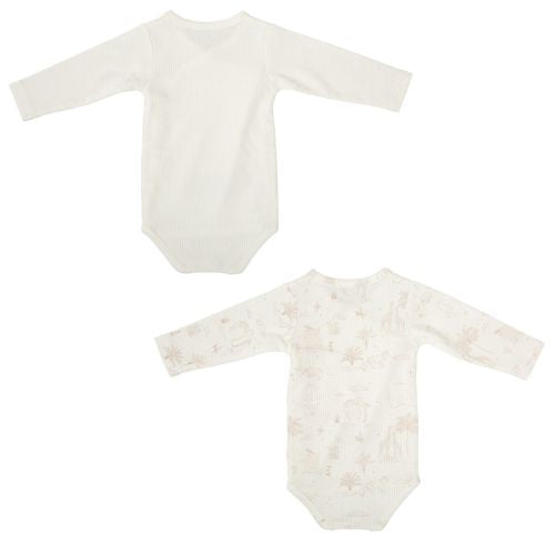 Set 2 Body Neonato Incrocio Frontale in Cotone Manica Lunga Noe 0/1 Mese