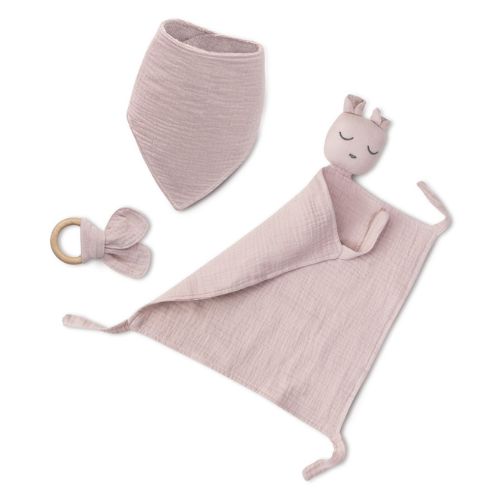 Set Regalo Neonato Bavaglino + Massaggia Gengive + Doudou Orsetto Rosa