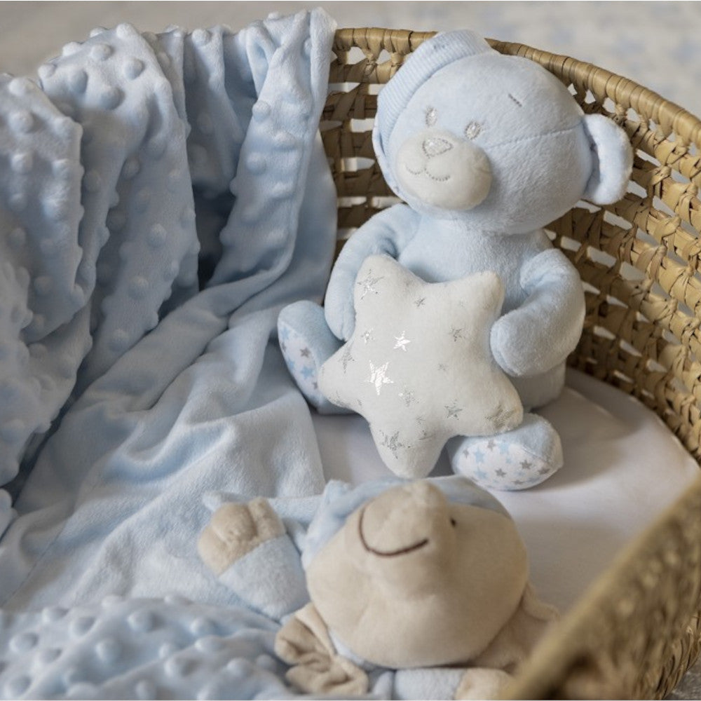 Set Regalo Neonato Nascita Doudou + Copertina + Peluche Orsetto Celeste
