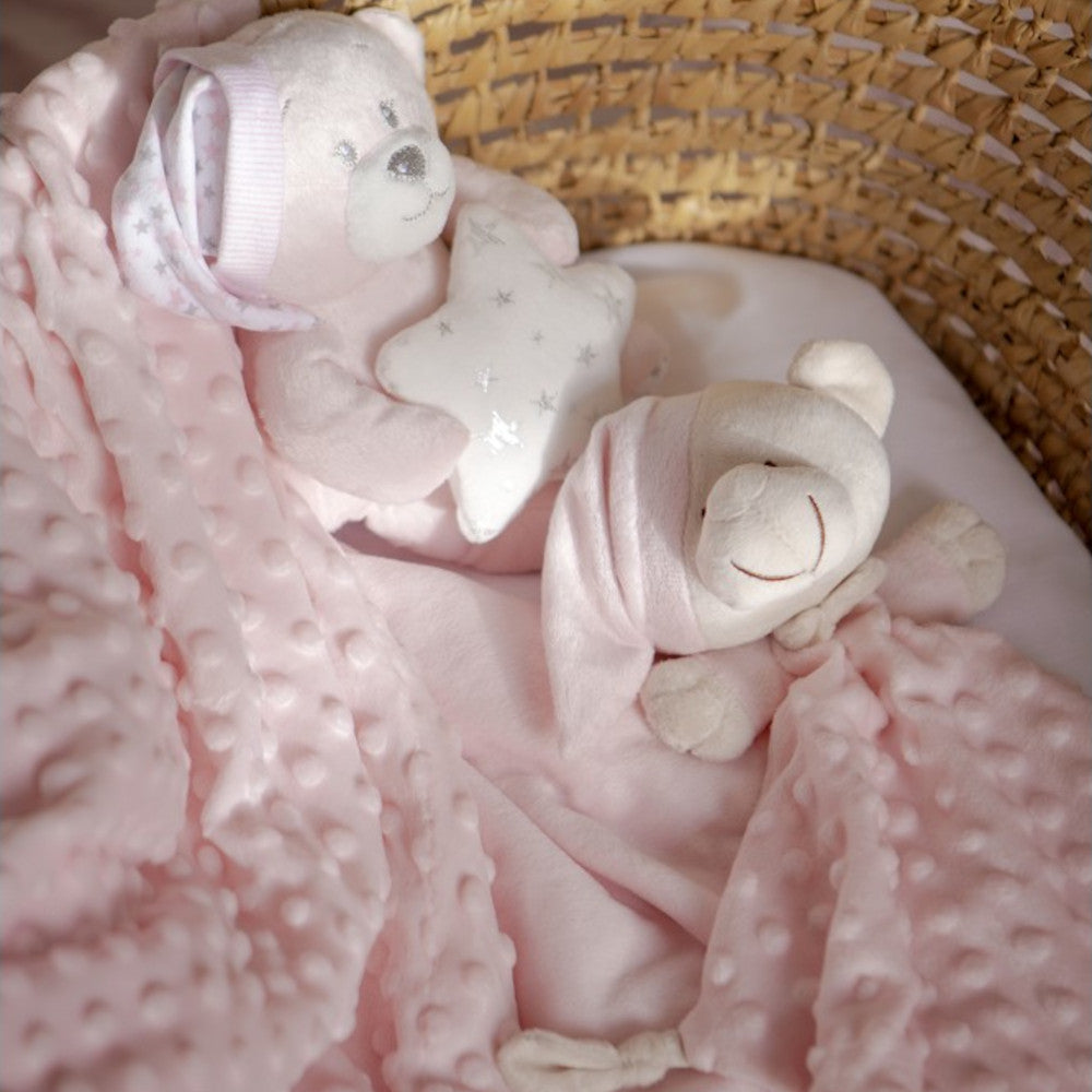 Set Regalo Neonato Nascita Doudou + Copertina + Peluche Orsetto Rosa