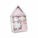 Set Regalo Neonato Nascita Doudou + Copertina + Peluche Orsetto Rosa - Scatola Regalo