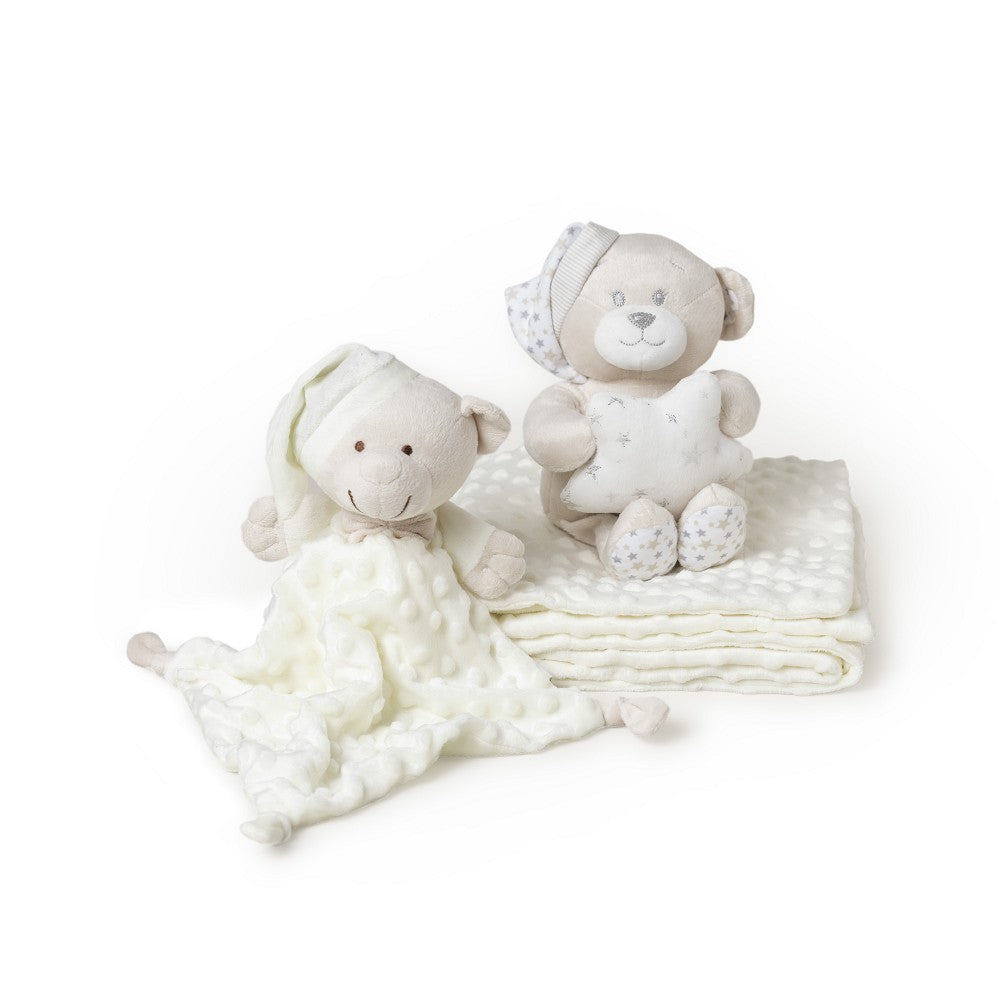 Set Regalo Neonato Nascita Doudou + Copertina + Peluche Orsetto Beige