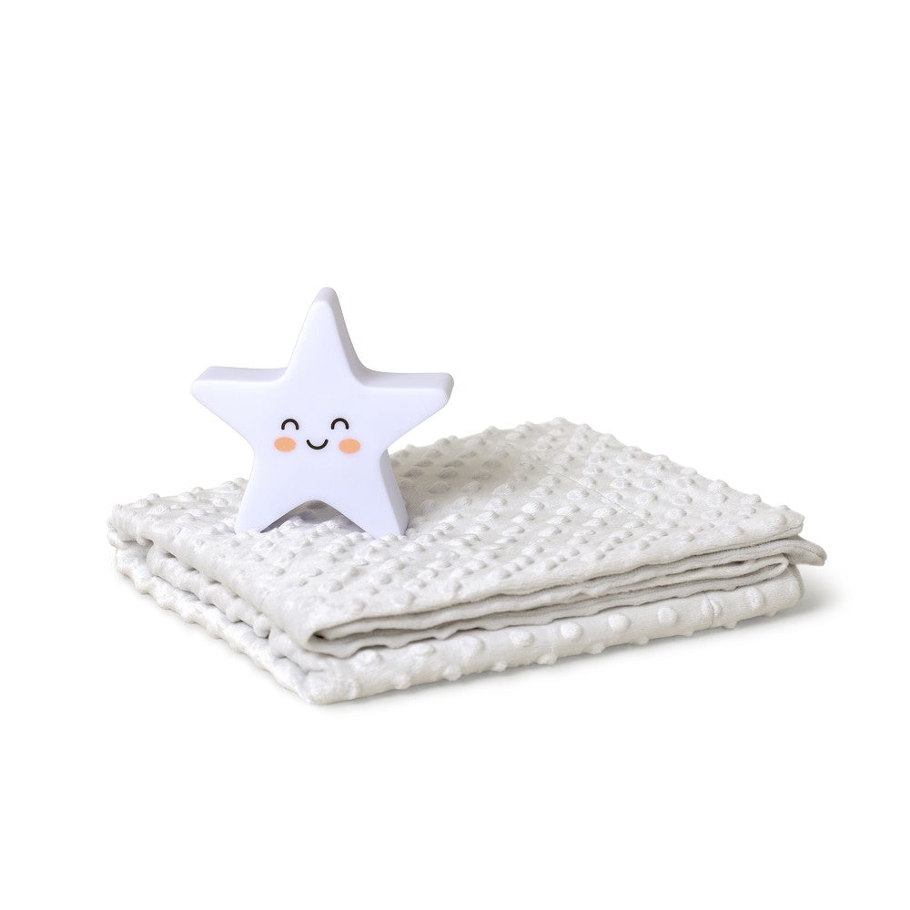 Set Regalo Nascita Copertina in pile con Lampada Led Stella Grigio