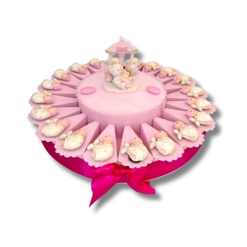 Torta Bomboniera Nascita Battesimo - Fagotto Rosa