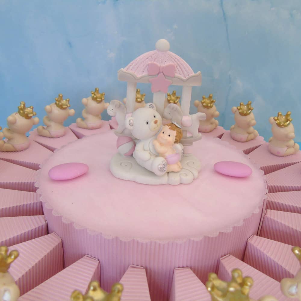 Torta Bomboniera Nascita Battesimo Orsetto Rosa