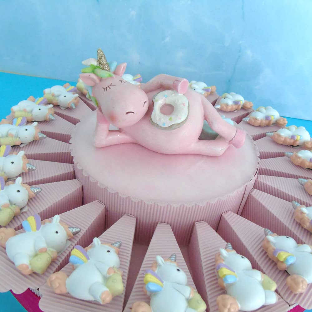 Torta Bomboniera Nascita Battesimo 20 Pezzi Unicorno con centrale