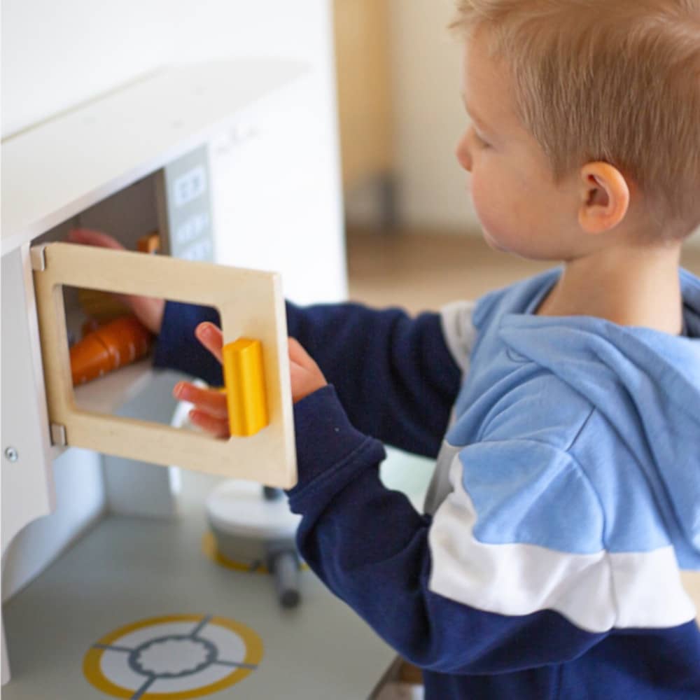 Cucina Giocattolo in Legno - Bianco/Oro - Colori ad Acqua Atossici - Tryco Baby