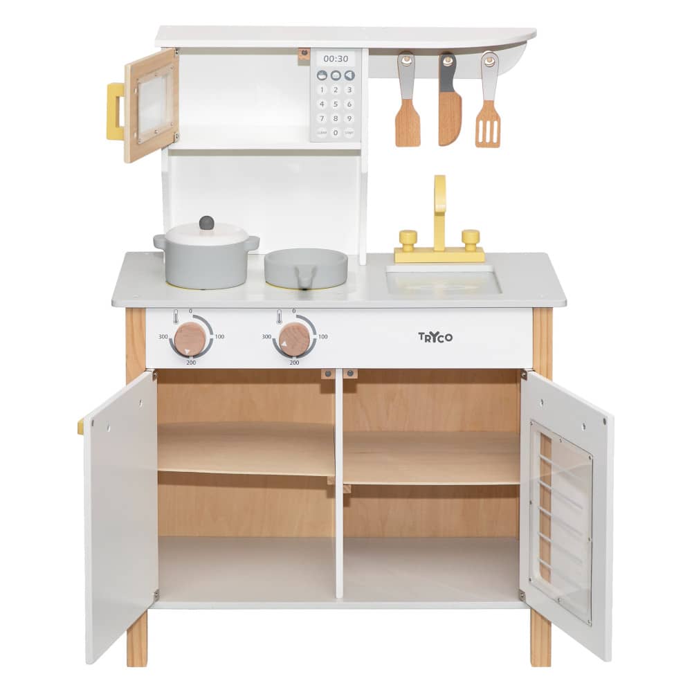 Cucina Giocattolo in Legno - Bianco/Oro - Colori ad Acqua Atossici - Tryco Baby
