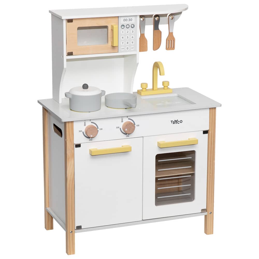 Cucina Giocattolo in Legno - Bianco/Oro - Colori ad Acqua Atossici - Tryco Baby