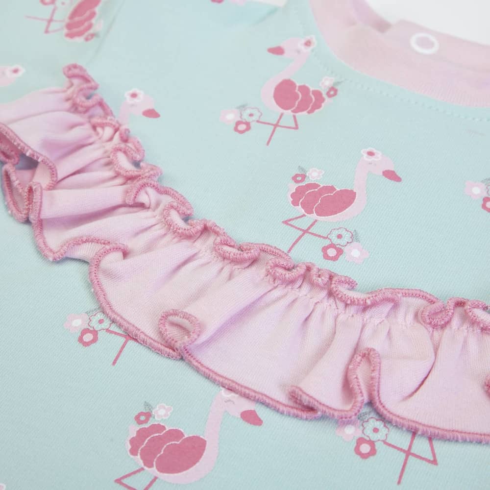 TUTA NEONATA BAMBINA IN COTONE PRIMAVERA "CIGNO" - rouge