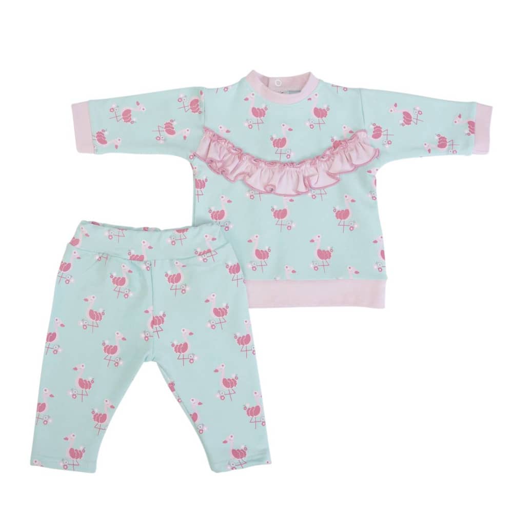 TUTA NEONATA BAMBINA IN COTONE PRIMAVERA "CIGNO"