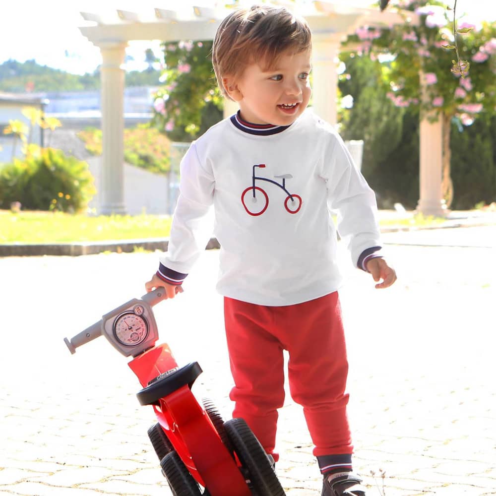 TUTA NEONATO BAMBINO IN COTONE "BICI" - indossato