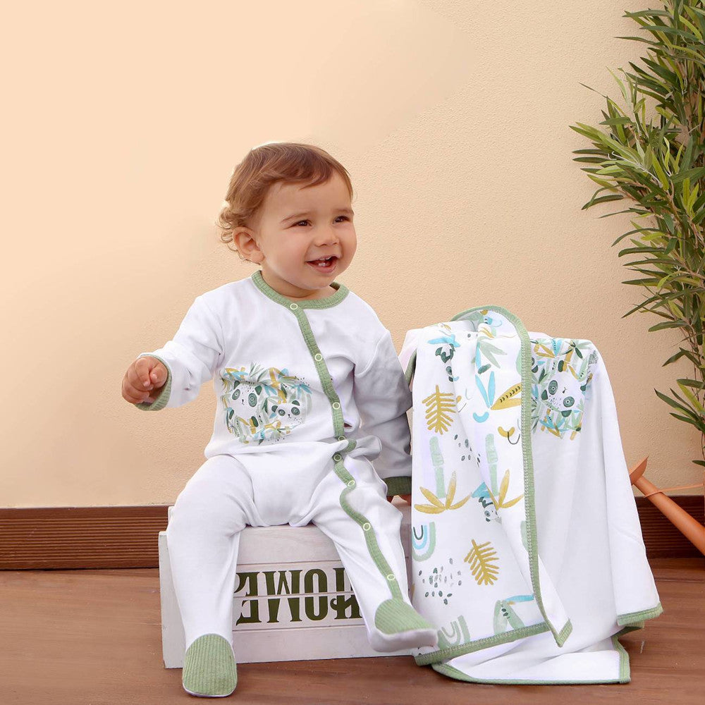 TUTINA NEONATO NASCITA MANICA LUNGA "PANDA" con copertina