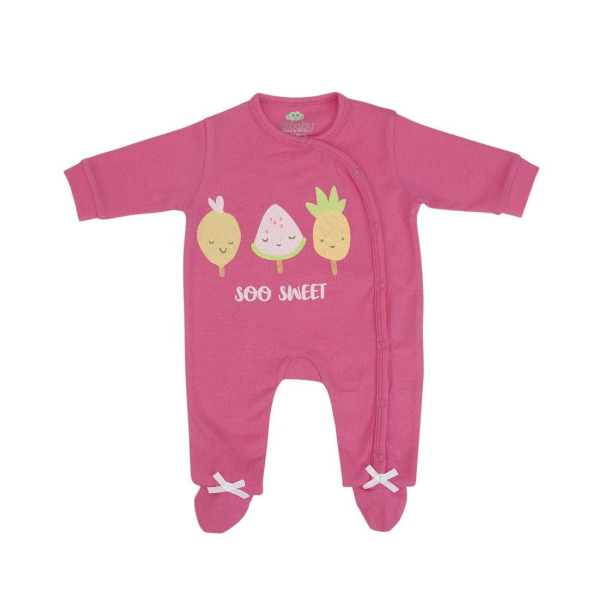 TUTINA NEONATO NASCITA IN COTONE MANICA LUNGA "FRAGOLA"