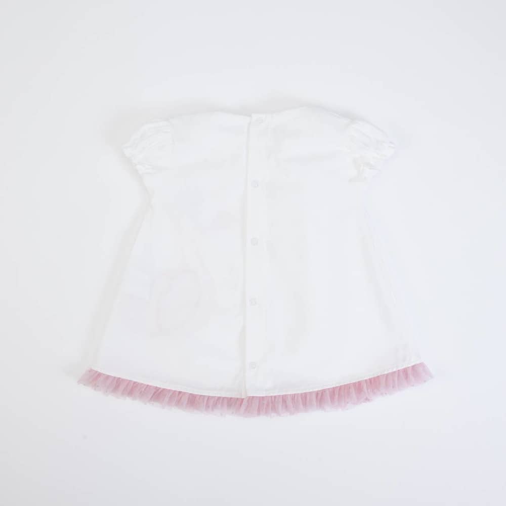 VESTITO BAMBINA NEONATA ESTIVO IN COTONE "CIGNO" - retro