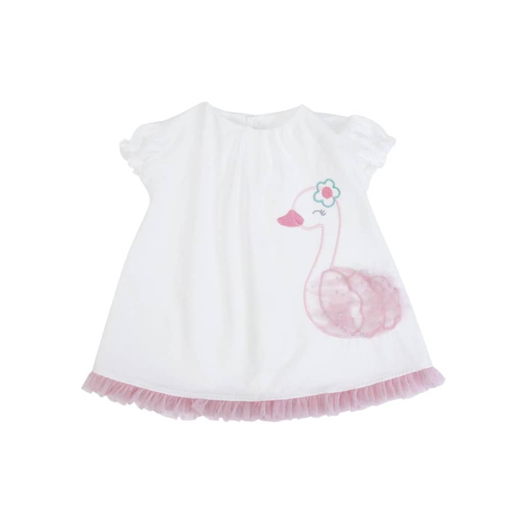 VESTITO BAMBINA NEONATA ESTIVO IN COTONE "CIGNO"