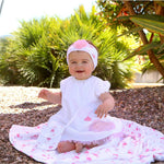 VESTITO BAMBINA NEONATA ESTIVO IN COTONE "CIGNO" - indossato