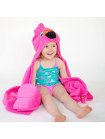 Asciugamano Bimbi con Cappuccio, Franny il Fenicottero - 100% cotone - Zoocchini