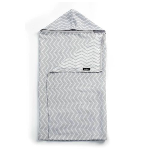 ACCAPPATOIO NEONATO IN MUSSOLA CON CAPPUCCIO - ZIG ZAG GRIGIO
