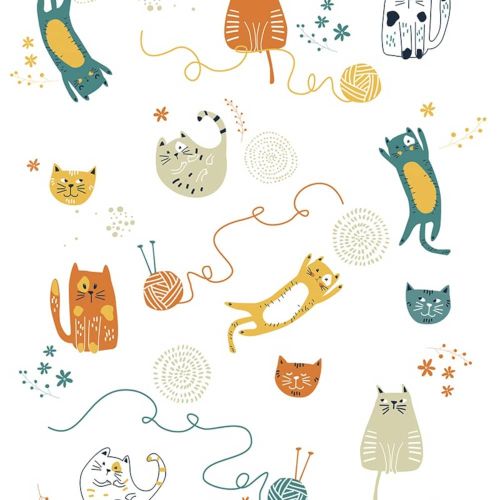 Copertina Lettino Neonato Cotone Gots - Gatti