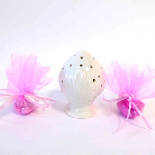 BOMBONIERA NASCITA BATTESIMO LAMPADA PUMO BIANCO IN CERAMICA BIMBO BIMBA