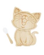 Piatto in Bamboo con Ventosa e Cucchiaio - Gatto
